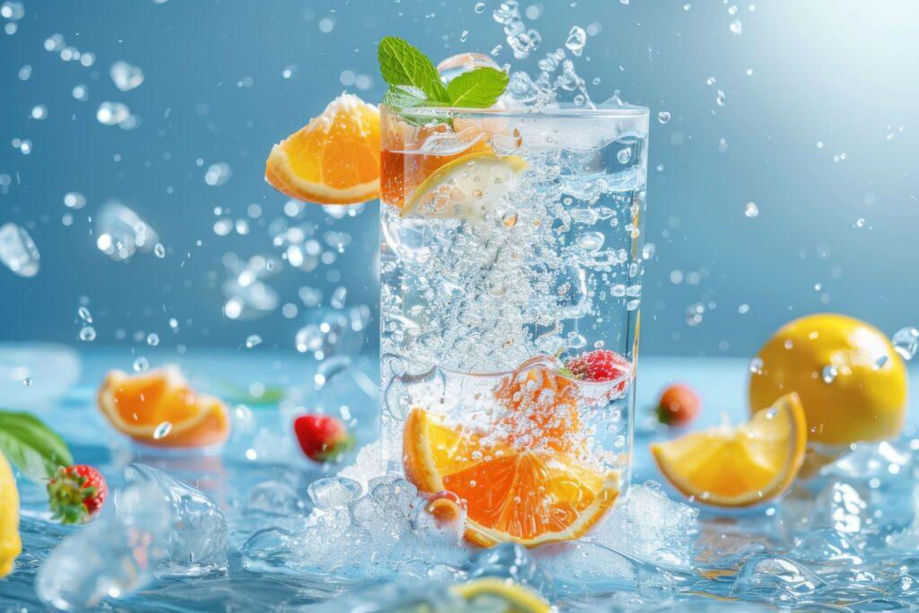 Ein spritziges Wasser mit Orangen