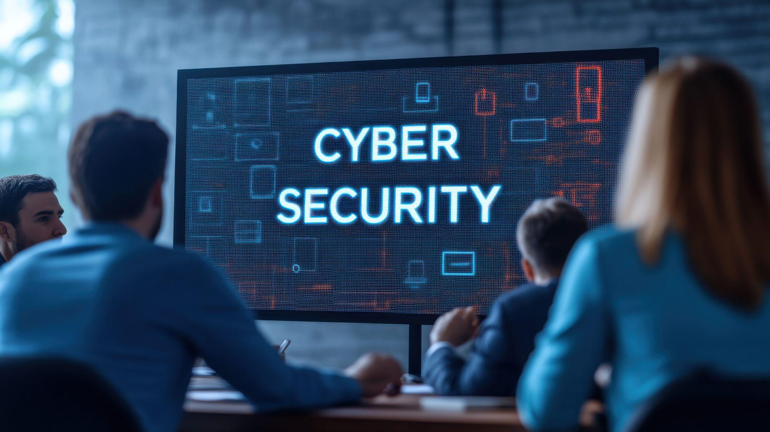 E-Learning Cybersecurity in der Praxis: Mitarbeitende verfolgen Schulung zur Cybersicherheit im Unternehmen