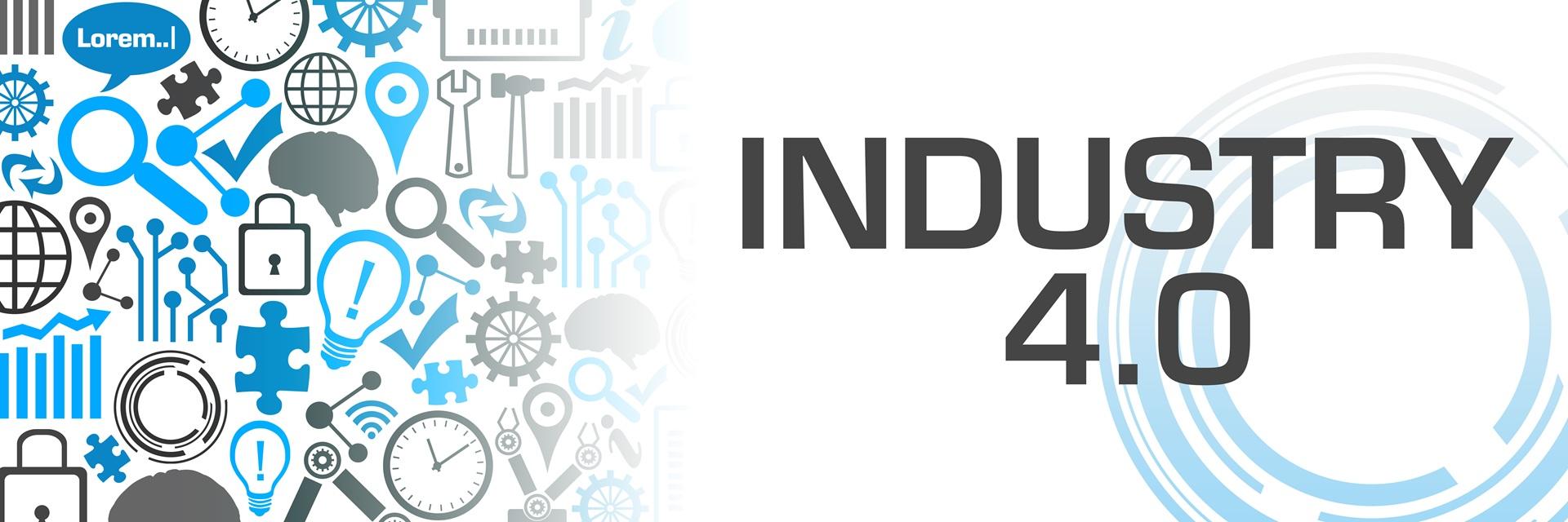 Industrie-4.0-Grafik mit digitalen Symbolen | Transceiver